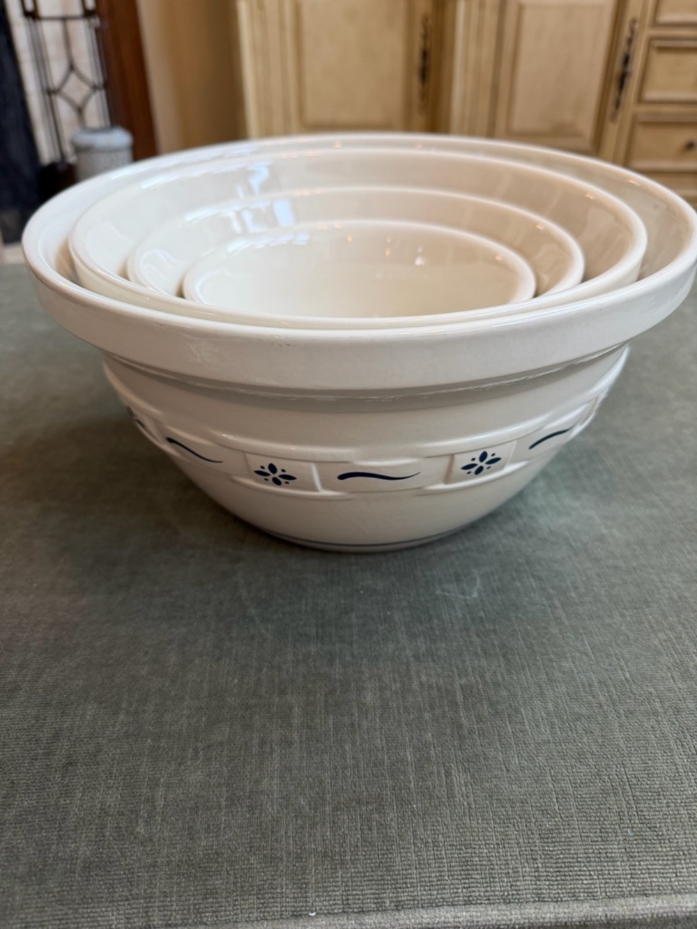 4 Piece Mixing Bowl Set Longaberger Heirloom Traditions EUC